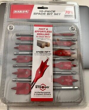 Diablo SPEED High Speed Steel Spade Bit Set with Pouch (10-Piece) Lot New
